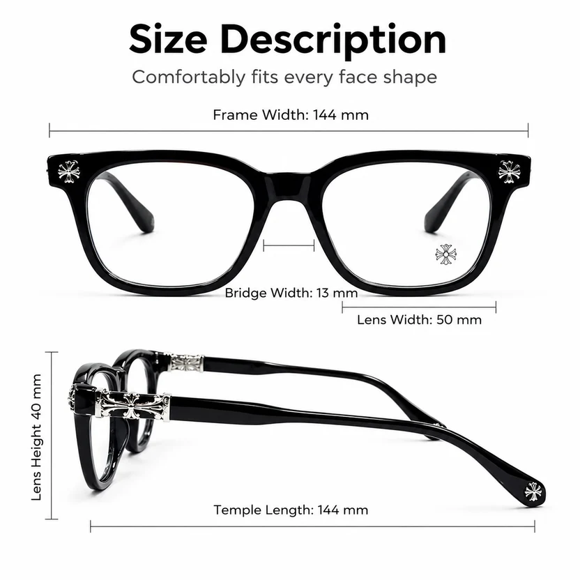 Chrome Heart - Black/Silver- Premium Glasses